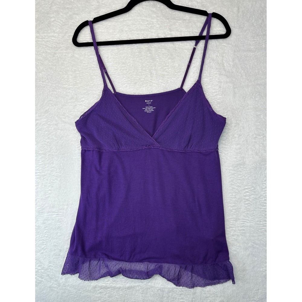 Apt.9 Intimates Camisole Women Large Purple Mesh Trim Modal Blend Tank Top